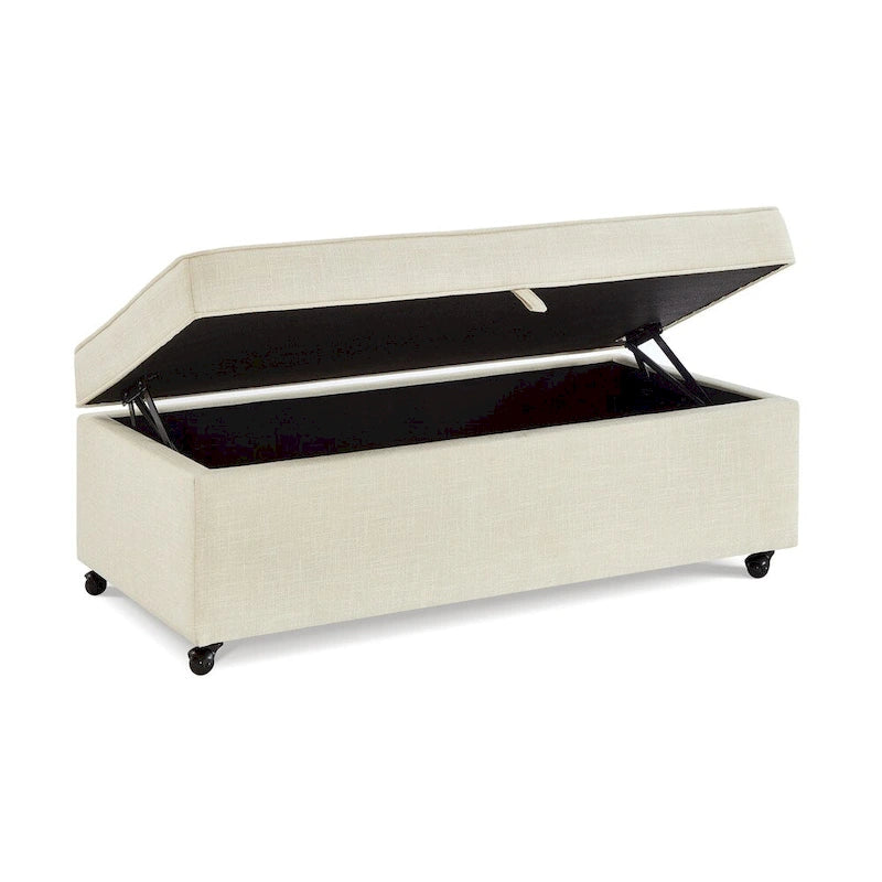 Banco otomano de almacenamiento con ruedas — Avena/Marfil/Gris/Gris oscuro/Negro, capacidad para 1 o 2 personas