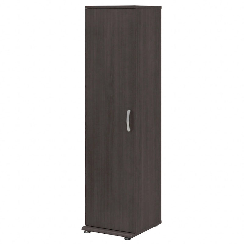 Armario de Almacenamiento Alto Estrecho con Puerta y Estantes Gris Platino / Gris Tormenta / Blanco – Unidad Individual