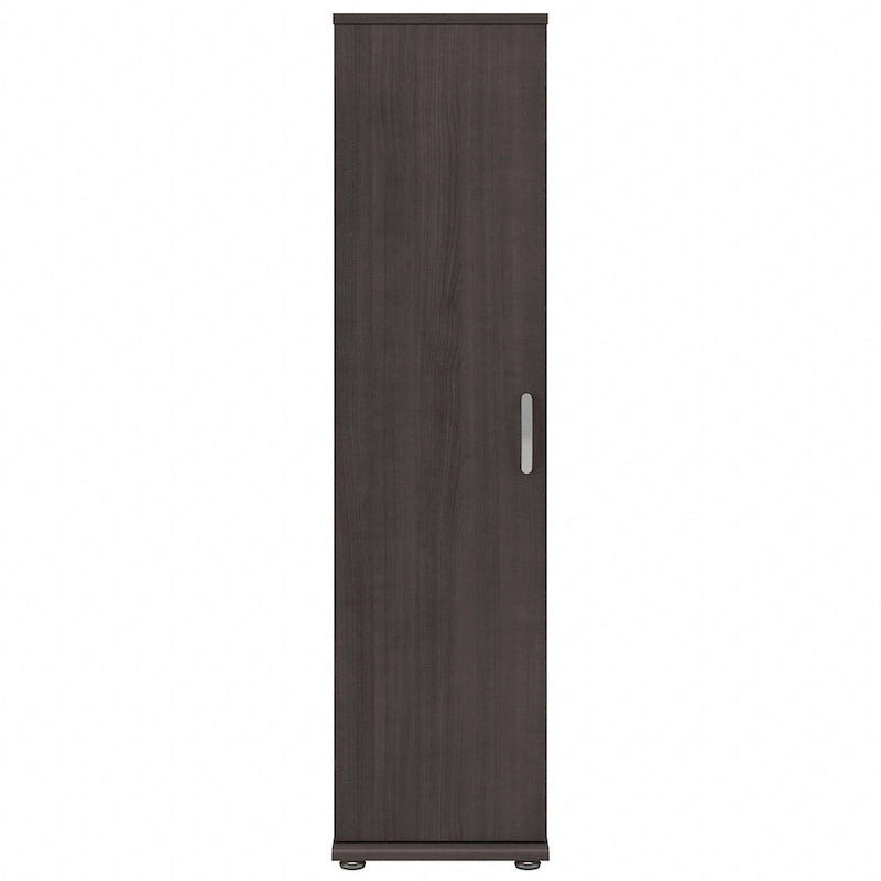 Armario de Almacenamiento Alto Estrecho con Puerta y Estantes Gris Platino / Gris Tormenta / Blanco – Unidad Individual