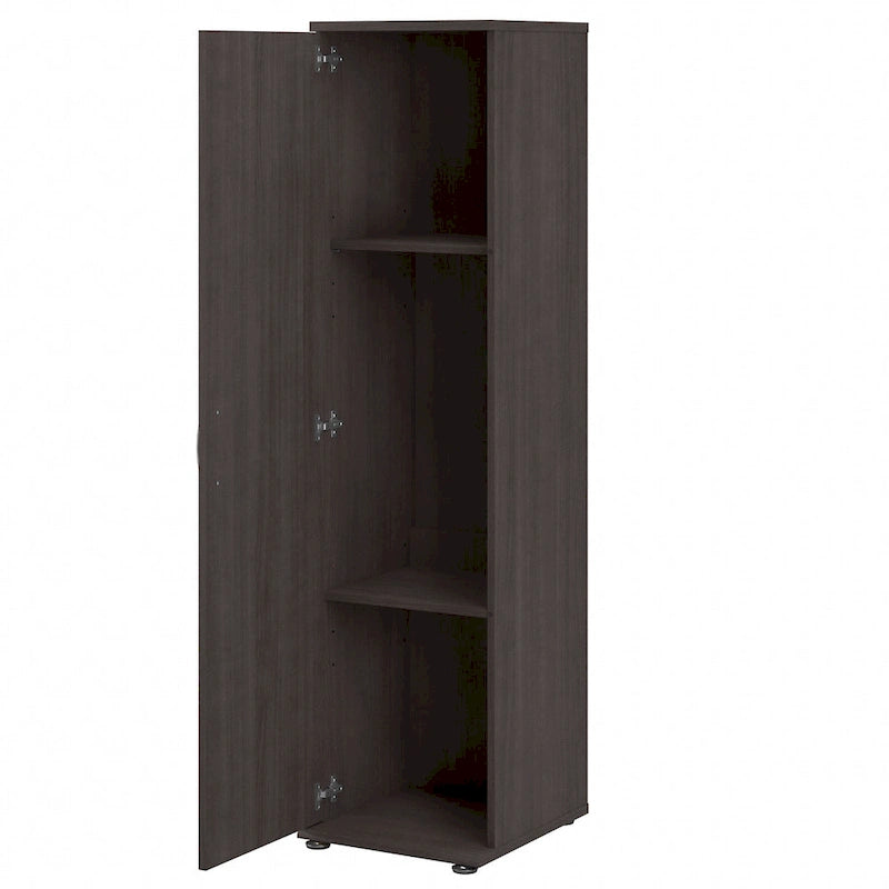 Armario de Almacenamiento Alto Estrecho con Puerta y Estantes Gris Platino / Gris Tormenta / Blanco – Unidad Individual