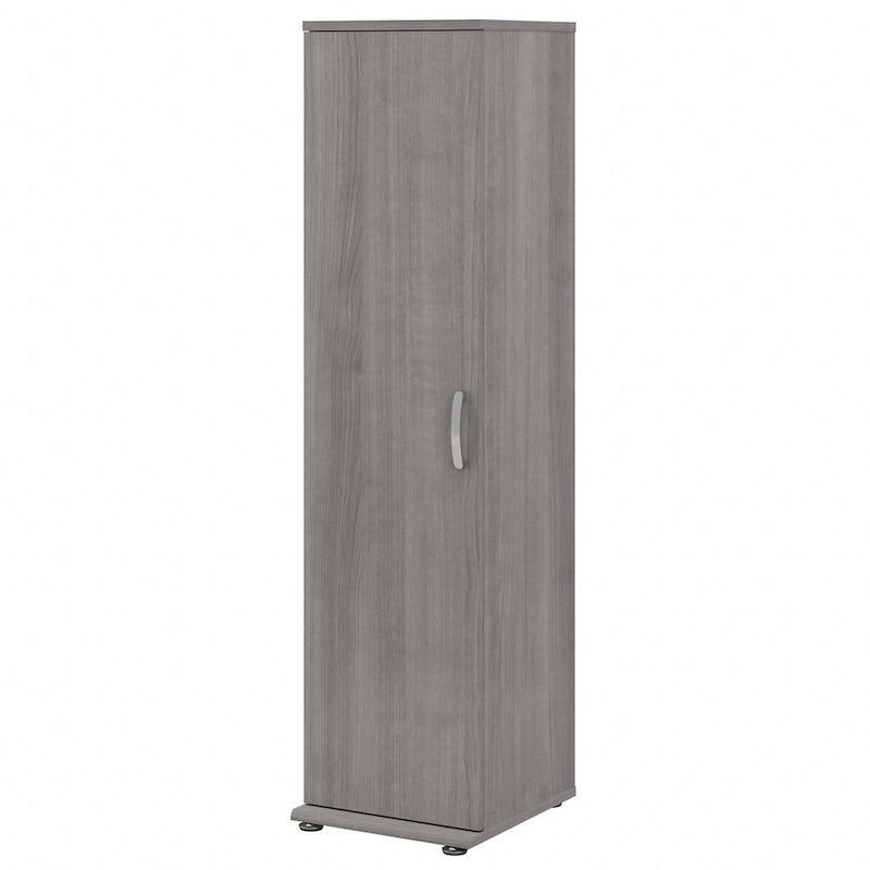 Armario de Almacenamiento Alto Estrecho con Puerta y Estantes Gris Platino / Gris Tormenta / Blanco – Unidad Individual