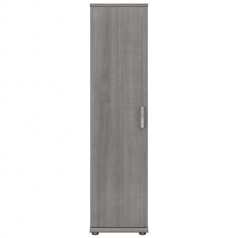 Armario de Almacenamiento Alto Estrecho con Puerta y Estantes Gris Platino / Gris Tormenta / Blanco – Unidad Individual