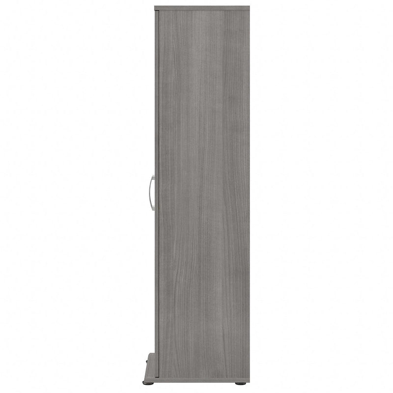 Armario de Almacenamiento Alto Estrecho con Puerta y Estantes Gris Platino / Gris Tormenta / Blanco – Unidad Individual