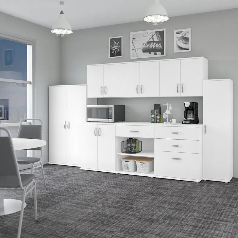 Armario de Almacenamiento Alto Estrecho con Puerta y Estantes Gris Platino / Gris Tormenta / Blanco – Unidad Individual