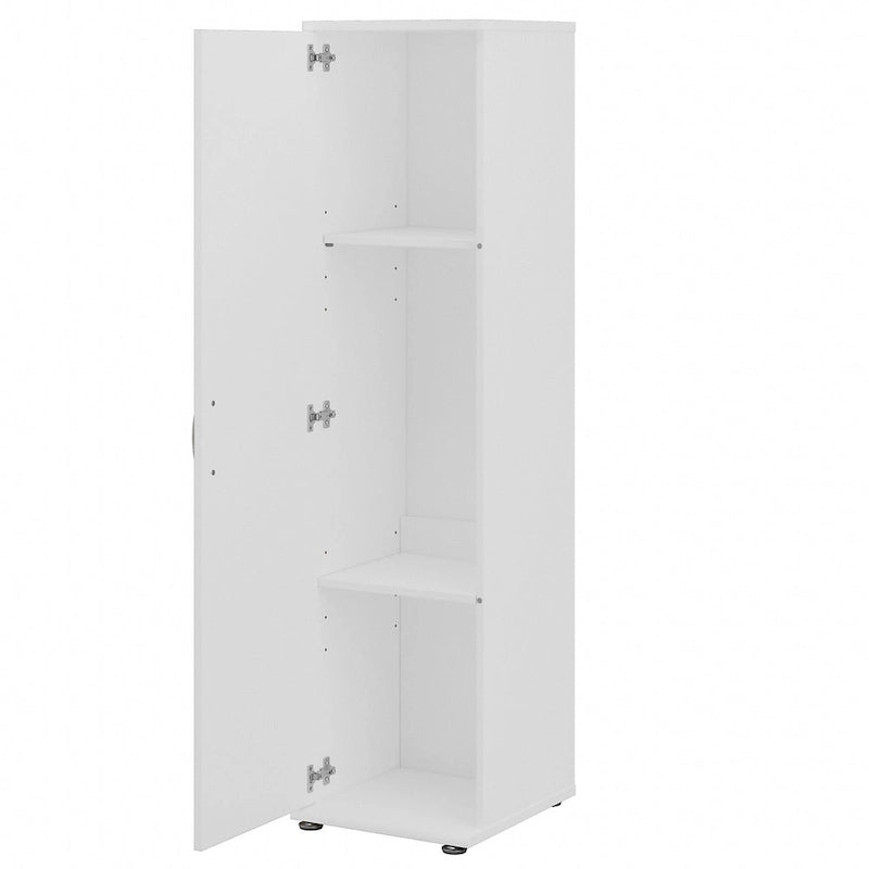Armario de Almacenamiento Alto Estrecho con Puerta y Estantes Gris Platino / Gris Tormenta / Blanco – Unidad Individual