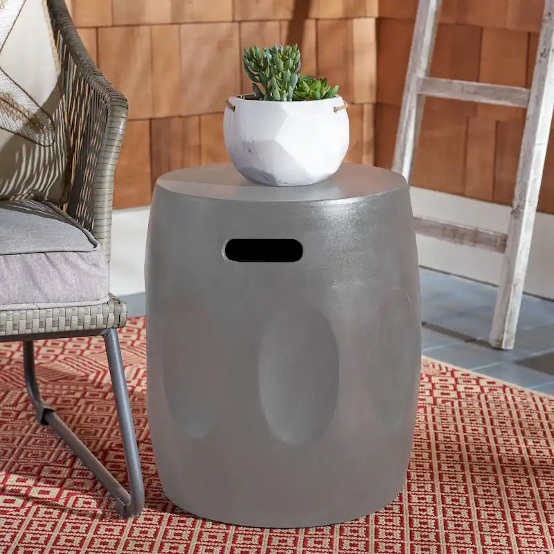 Mesa auxiliar de hormigón gris oscuro, 16 de ancho x 16 de profundidad x 18 de alto