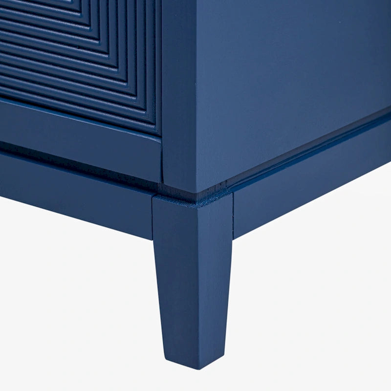Aparador de almacenamiento negro de 4 puertas con diseño de líneas verticales