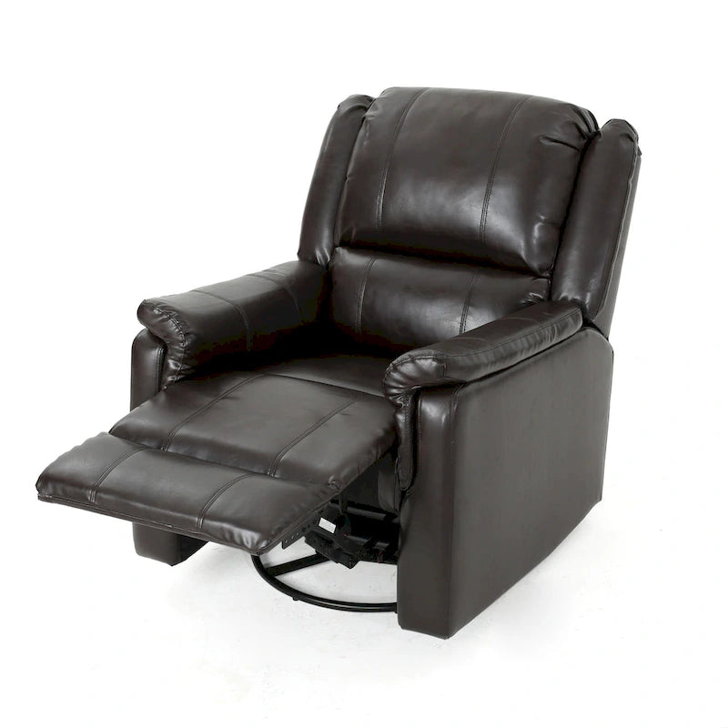 Sillón reclinable deslizante de tela color carbón con giro, un solo asiento, reclinación manual