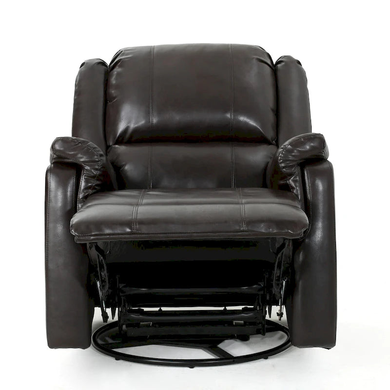 Sillón reclinable deslizante de tela color carbón con giro, un solo asiento, reclinación manual