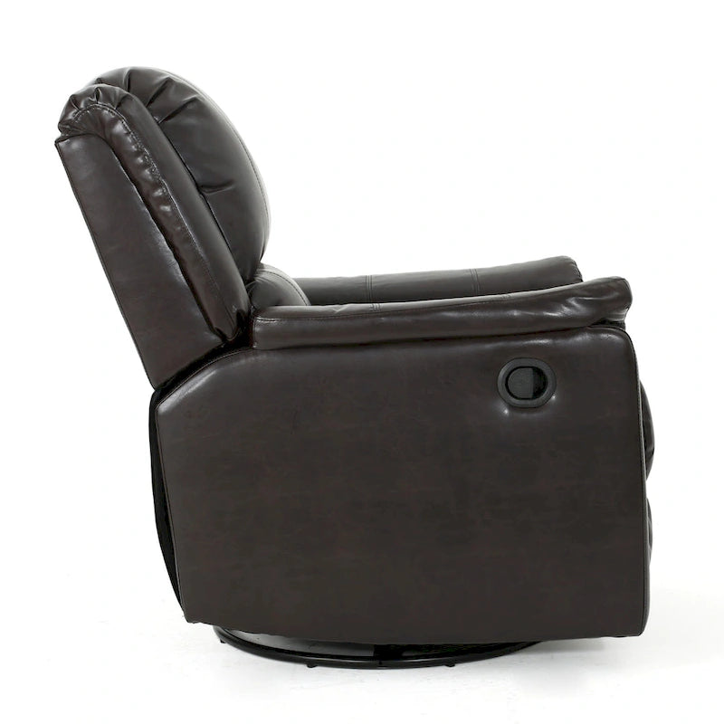 Sillón reclinable deslizante de tela color carbón con giro, un solo asiento, reclinación manual