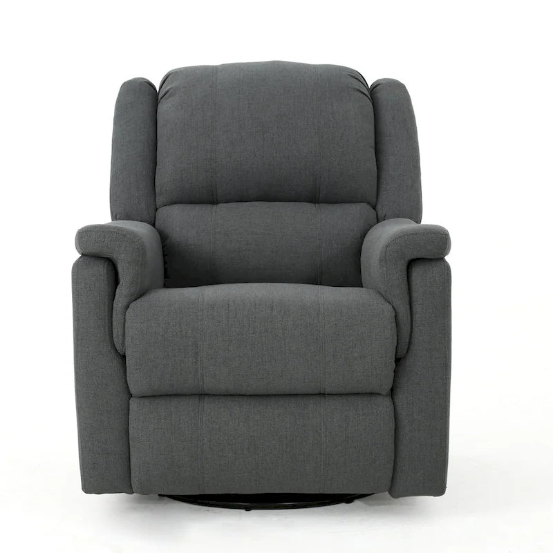 Sillón reclinable deslizante de tela color carbón con giro, un solo asiento, reclinación manual