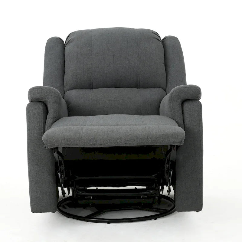 Sillón reclinable deslizante de tela color carbón con giro, un solo asiento, reclinación manual