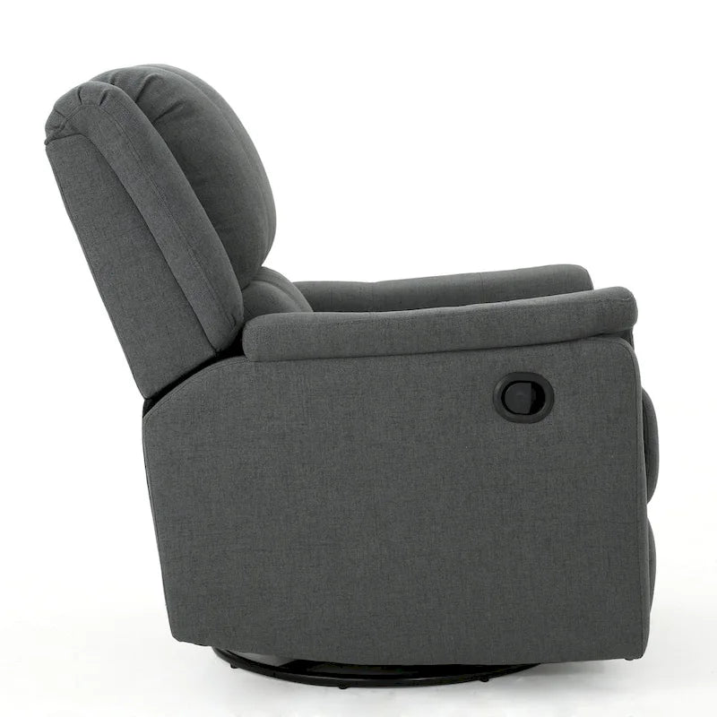 Sillón reclinable deslizante de tela color carbón con giro, un solo asiento, reclinación manual