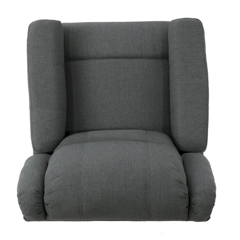 Sillón reclinable deslizante de tela color carbón con giro, un solo asiento, reclinación manual