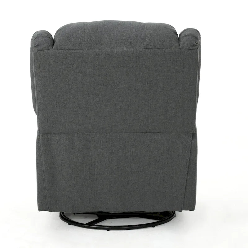 Sillón reclinable deslizante de tela color carbón con giro, un solo asiento, reclinación manual
