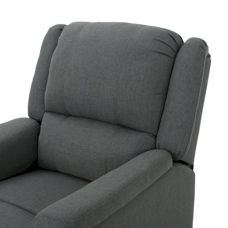 Sillón reclinable deslizante de tela color carbón con giro, un solo asiento, reclinación manual