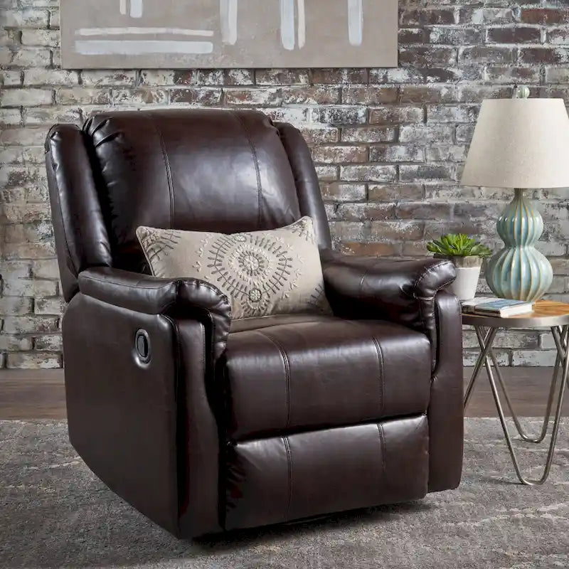 Sillón reclinable deslizante de tela color carbón con giro, un solo asiento, reclinación manual