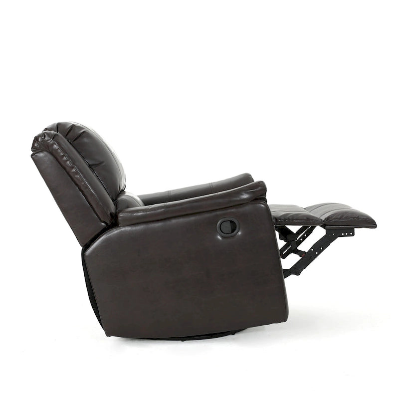 Sillón reclinable deslizante de tela color carbón con giro, un solo asiento, reclinación manual