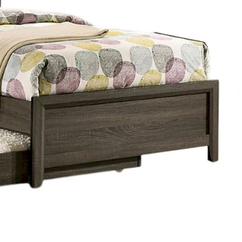 Cama individual, cabecero con botones, gris y carbón, 1 persona