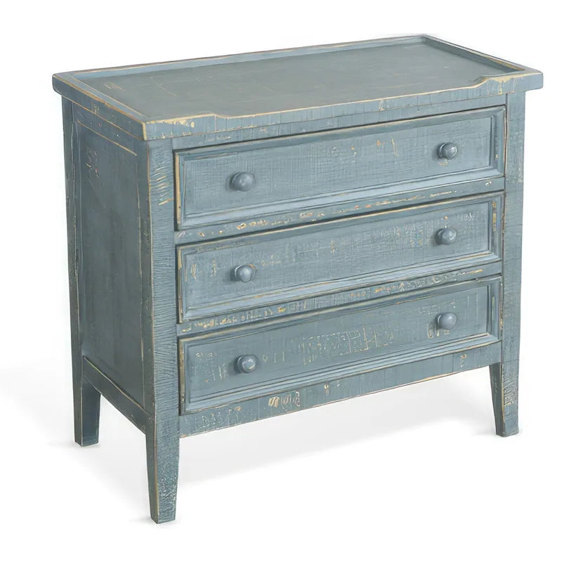 Mesa auxiliar de 3 cajones verde Seagrass, madera de caoba
