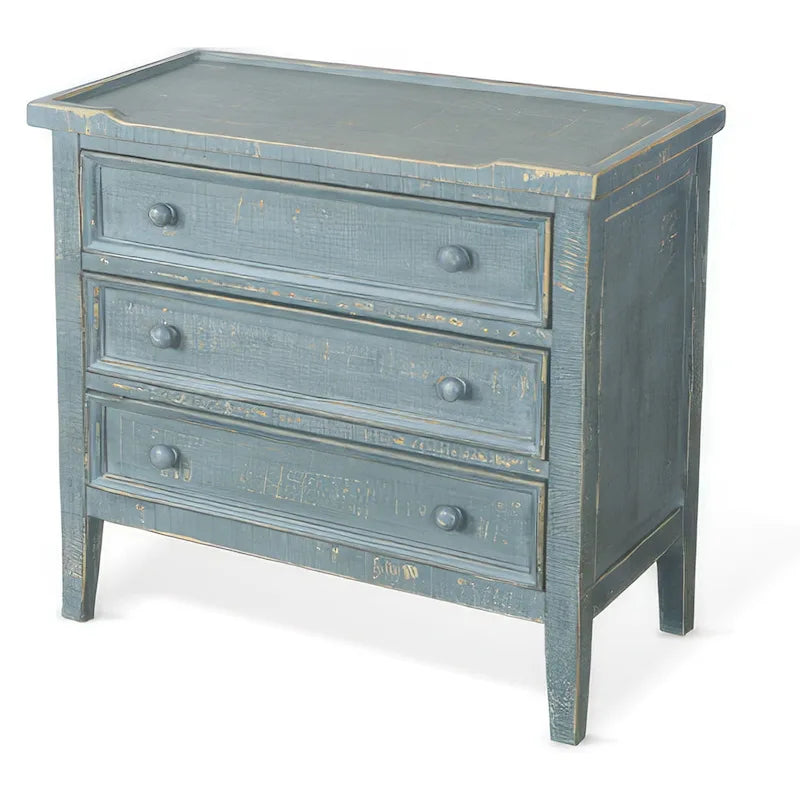 Mesa auxiliar de 3 cajones verde Seagrass, madera de caoba