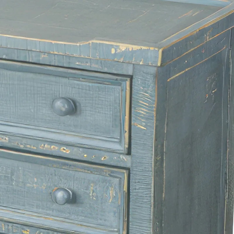 Mesa auxiliar de 3 cajones verde Seagrass, madera de caoba