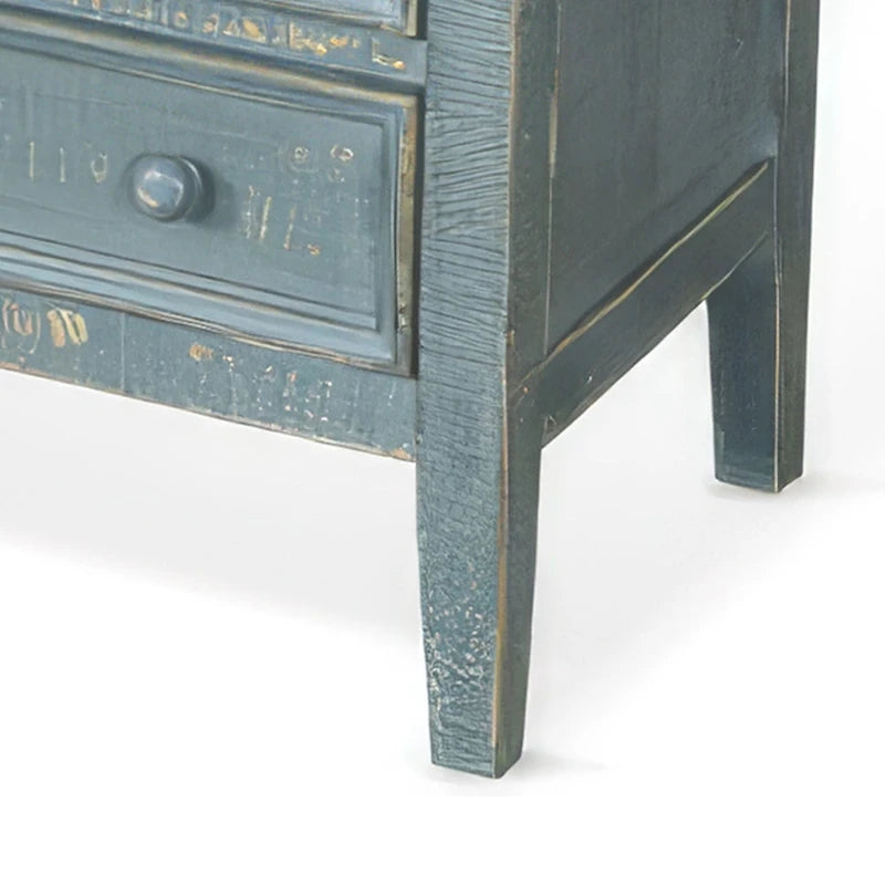 Mesa auxiliar de 3 cajones verde Seagrass, madera de caoba
