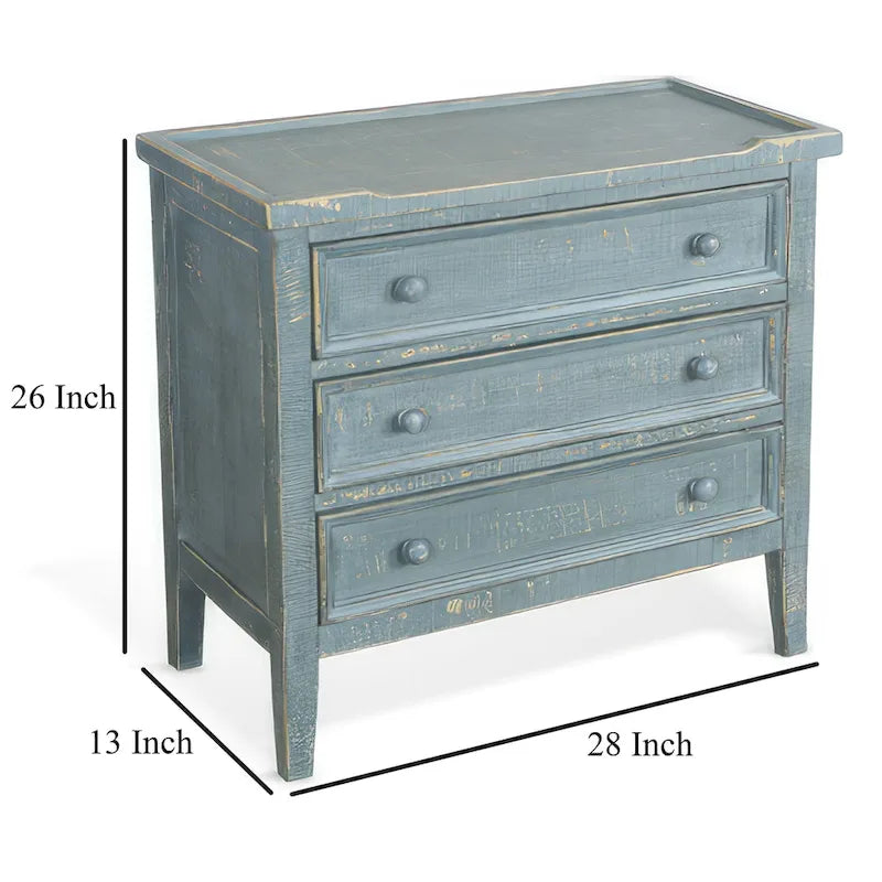 Mesa auxiliar de 3 cajones verde Seagrass, madera de caoba