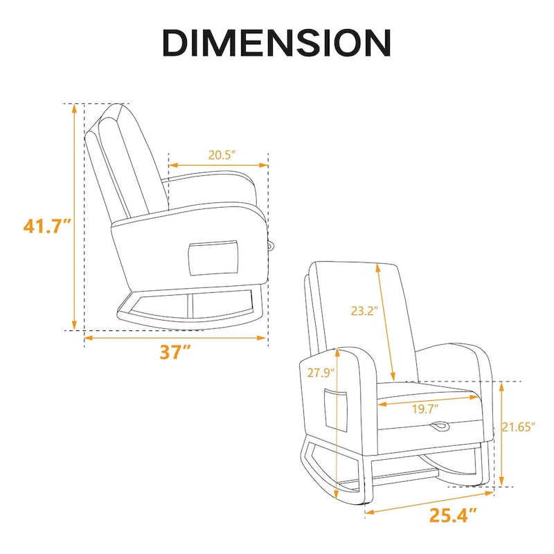 Sillón mecedora tapizado Boucle – Carbón / Azul marino / Gris claro / Marfil / Caramelo, asiento individual