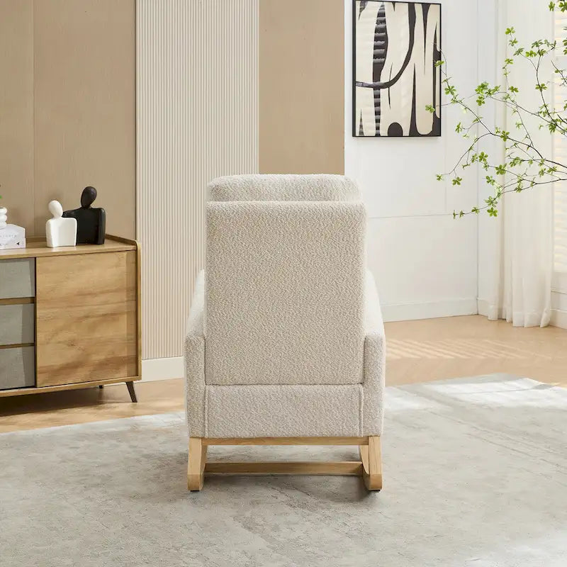 Sillón mecedora tapizado Boucle – Carbón / Azul marino / Gris claro / Marfil / Caramelo, asiento individual