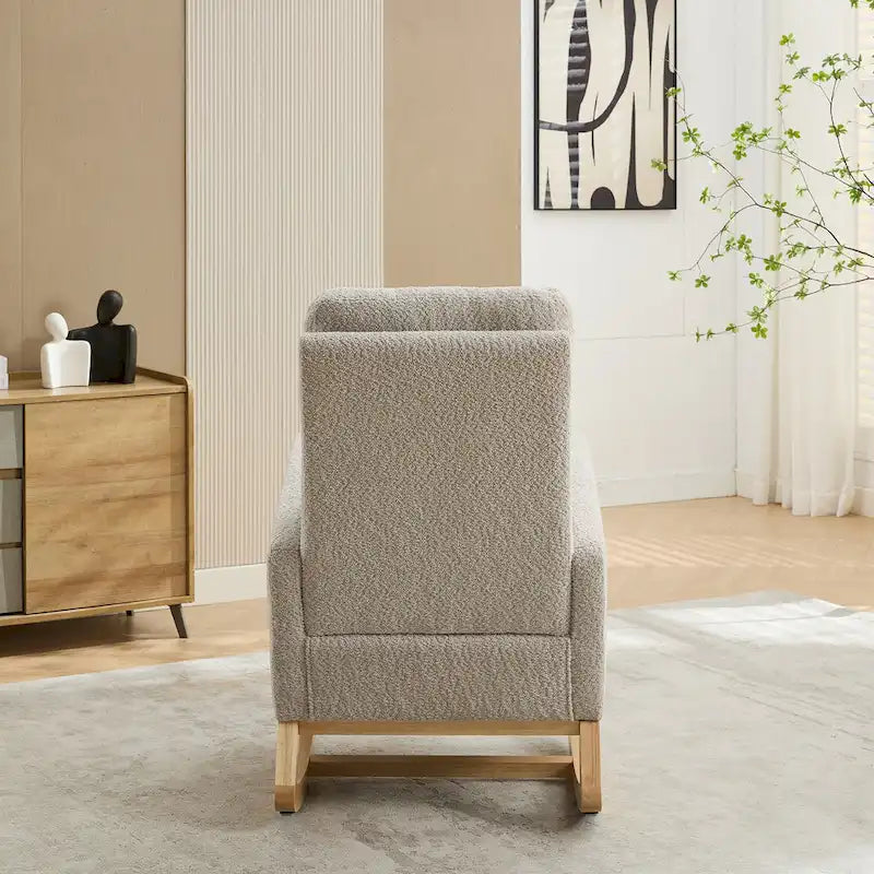 Sillón mecedora tapizado Boucle – Carbón / Azul marino / Gris claro / Marfil / Caramelo, asiento individual