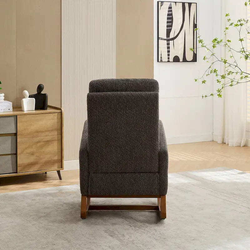 Sillón mecedora tapizado Boucle – Carbón / Azul marino / Gris claro / Marfil / Caramelo, asiento individual
