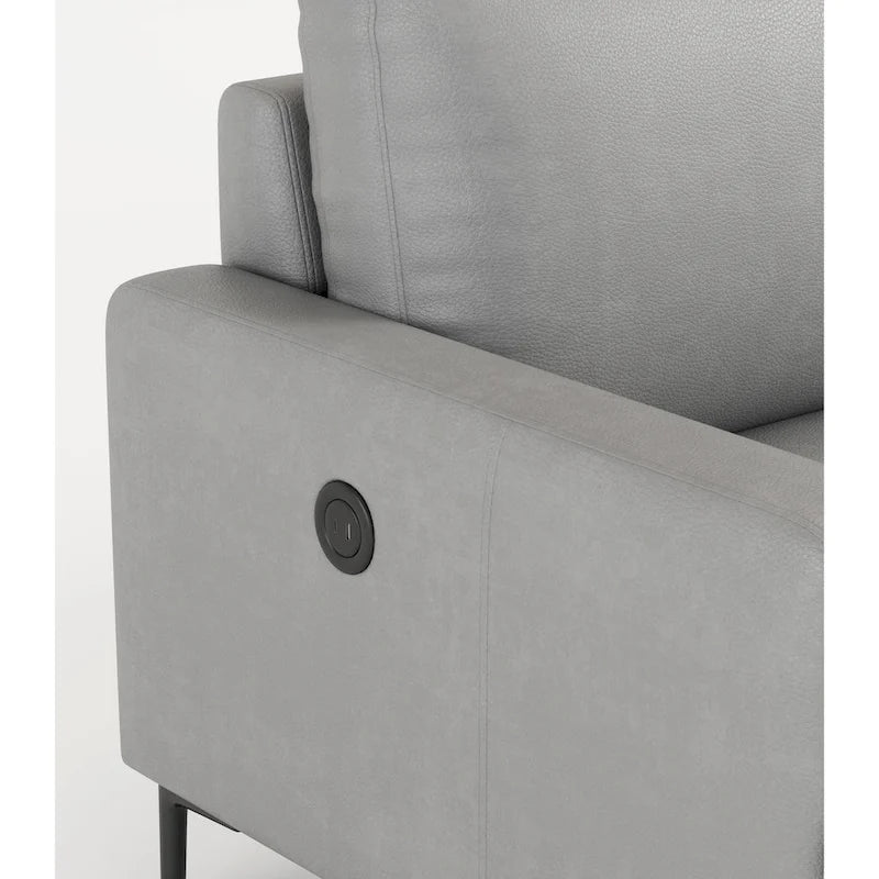 Sofá moderno de 3 plazas de 195,5 cm – Gris claro / Marrón oscuro / Gris / Gris antiguo, patas de metal negras