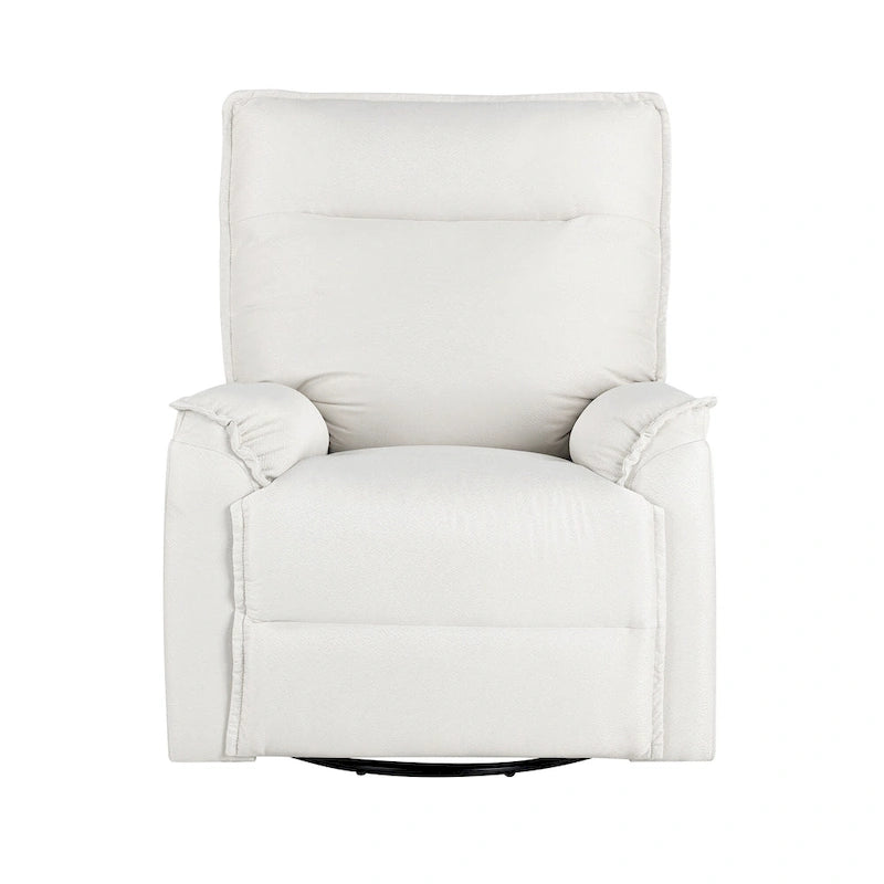 Sillón reclinable manual de lino gris/beige, giratorio 360° y mecedora, un asiento