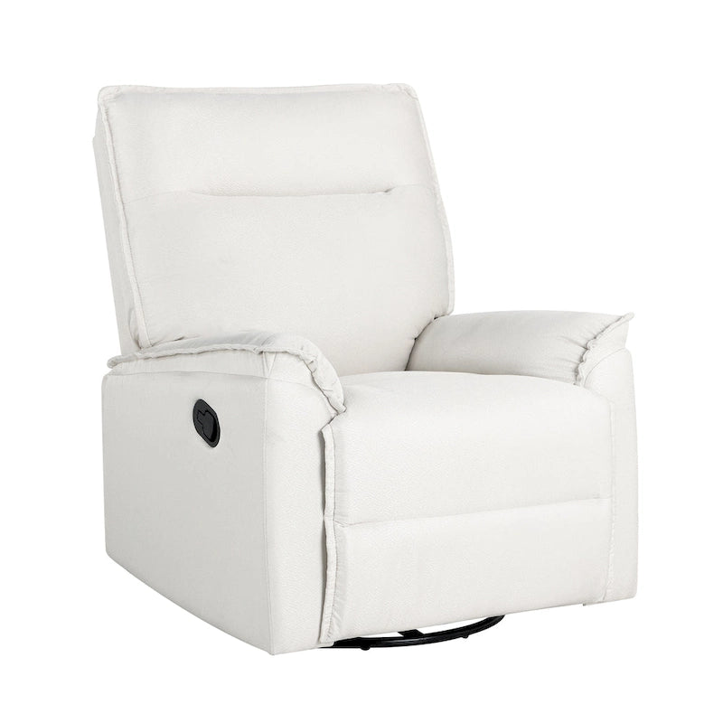 Sillón reclinable manual de lino gris/beige, giratorio 360° y mecedora, un asiento