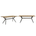 Mesa de comedor con base de metal gris hierro, pino claro/gris madera flotante/negro/blanco, para 4-6 personas