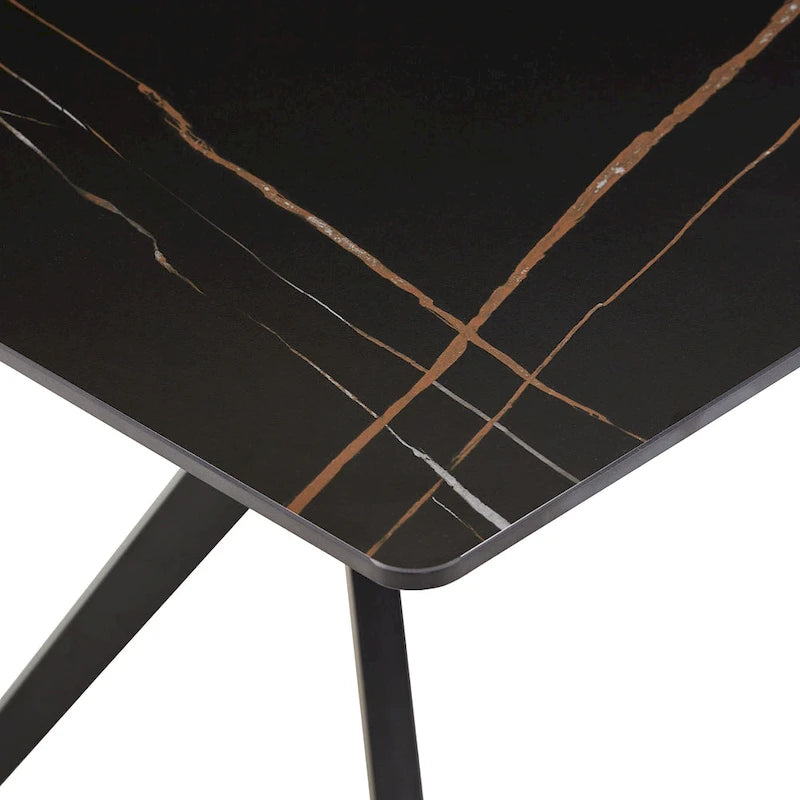 Mesa de comedor con base de metal gris hierro, pino claro/gris madera flotante/negro/blanco, para 4-6 personas