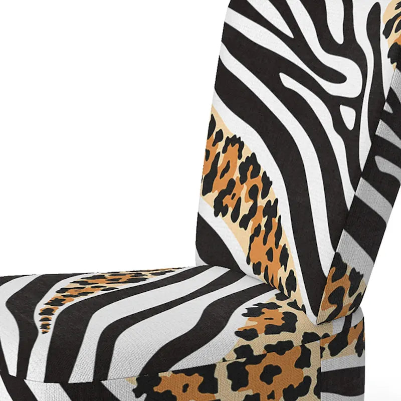 Sillón decorativo tapizado con estampado de cebra, leopardo y motivos en blanco y negro – 1 plaza