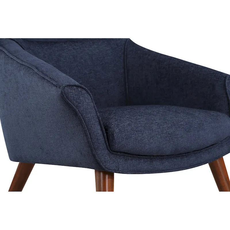 Sillón y otomana de acento de mediados de siglo – Cuero sintético/Tela, 1 asiento
