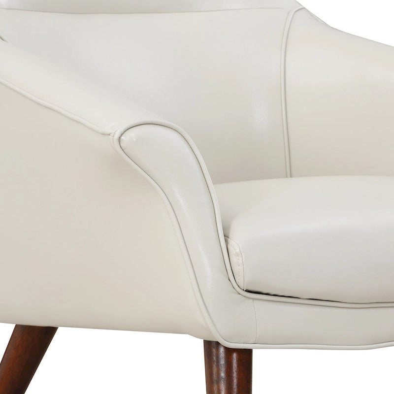 Sillón y otomana de acento de mediados de siglo – Cuero sintético/Tela, 1 asiento