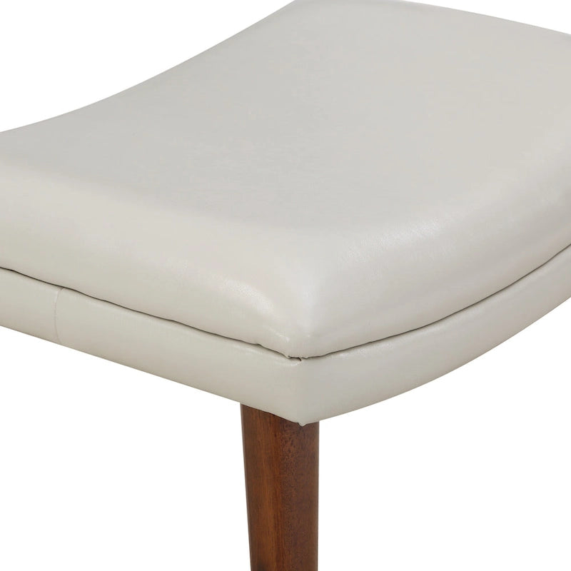 Sillón y otomana de acento de mediados de siglo – Cuero sintético/Tela, 1 asiento