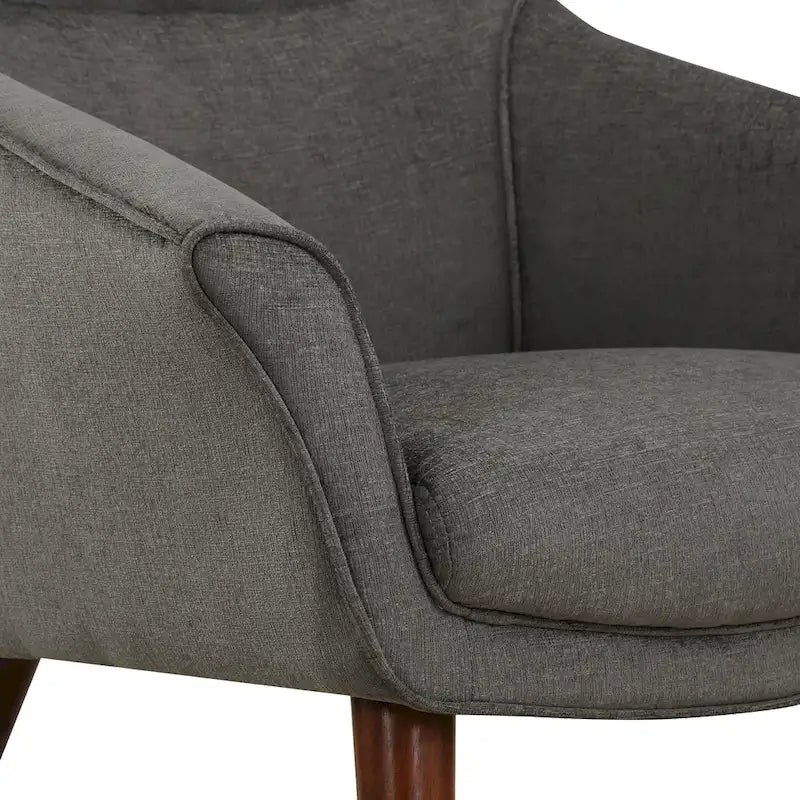 Sillón y otomana de acento de mediados de siglo – Cuero sintético/Tela, 1 asiento