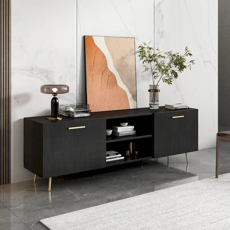 Mueble para TV Marrón Oscuro / Blanco, para televisores de hasta 73"