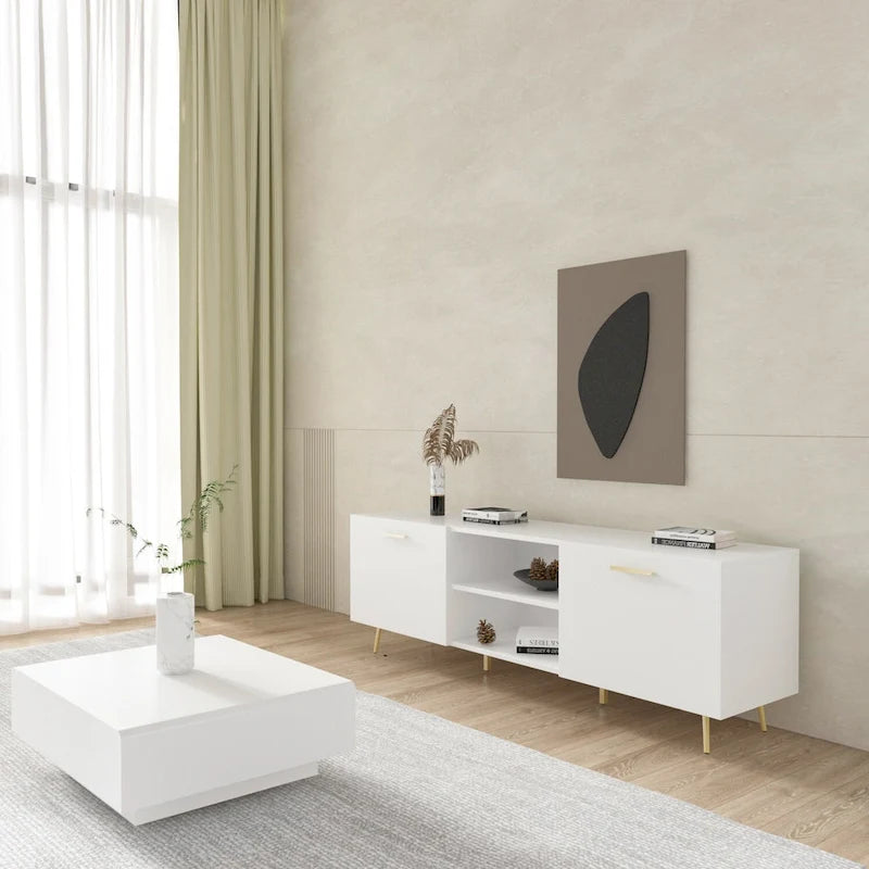 Mueble para TV Marrón Oscuro / Blanco, para televisores de hasta 73"