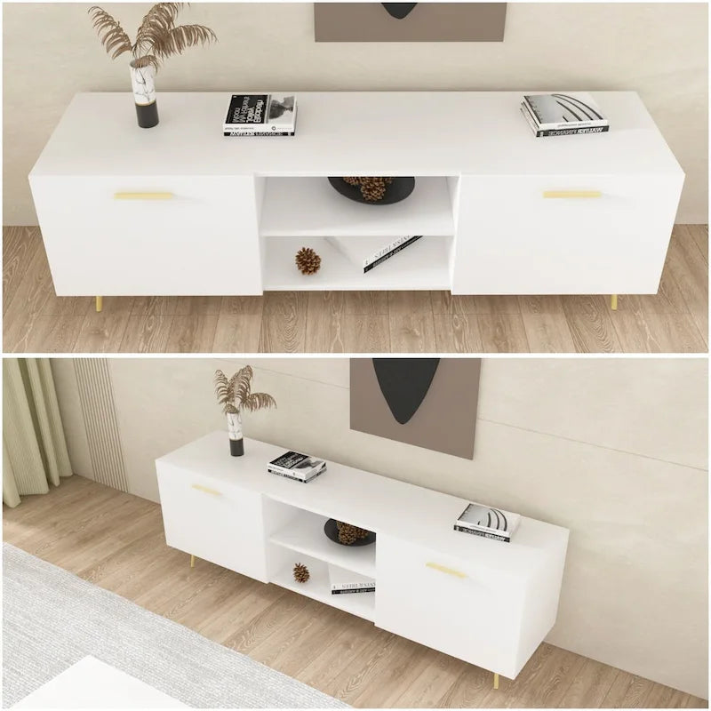 Mueble para TV Marrón Oscuro / Blanco, para televisores de hasta 73"