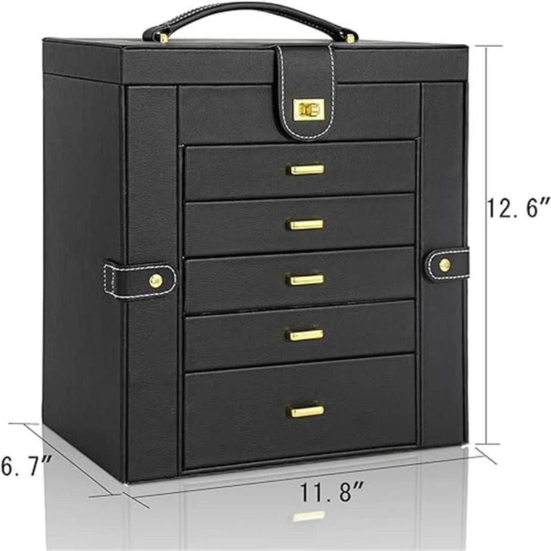 Joyero organizador de 6 capas en rosa/marrón/champán/negro para 1 persona