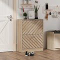 Roble / Roble Gris, Estilo Puerta Abatible, Armario Zapatero, 22.4"An x 9.4"Prof x 29.5"Al
