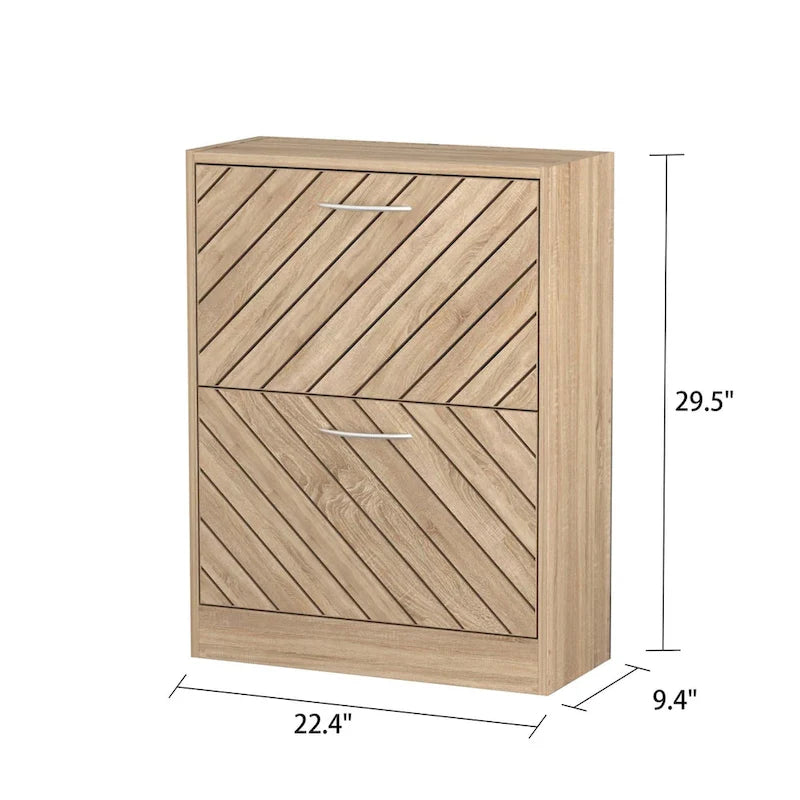 Roble / Roble Gris, Estilo Puerta Abatible, Armario Zapatero, 22.4"An x 9.4"Prof x 29.5"Al