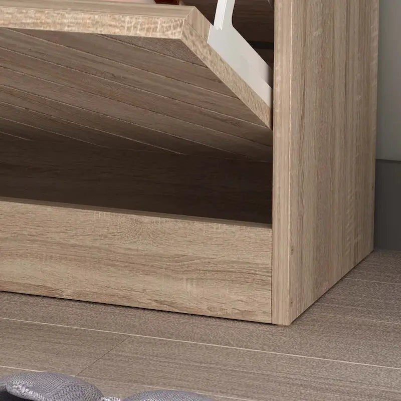 Roble / Roble Gris, Estilo Puerta Abatible, Armario Zapatero, 22.4"An x 9.4"Prof x 29.5"Al