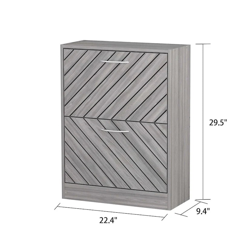 Roble / Roble Gris, Estilo Puerta Abatible, Armario Zapatero, 22.4"An x 9.4"Prof x 29.5"Al